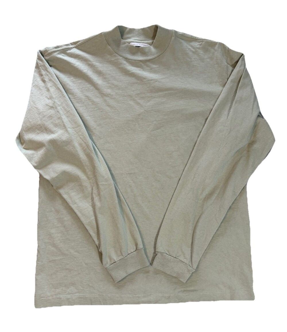 John Elliott Mens Size 0 XS Long Sleeve Mock Neck Shirt Moss Green Cotton USA